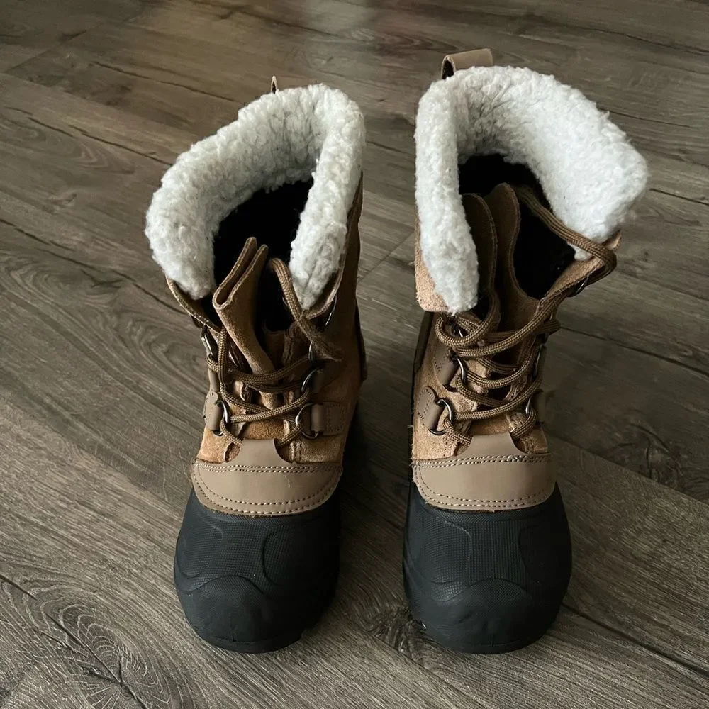Northside Back Country Brown Suede Padded Sherpa Collar Snow Boots Kids size 1